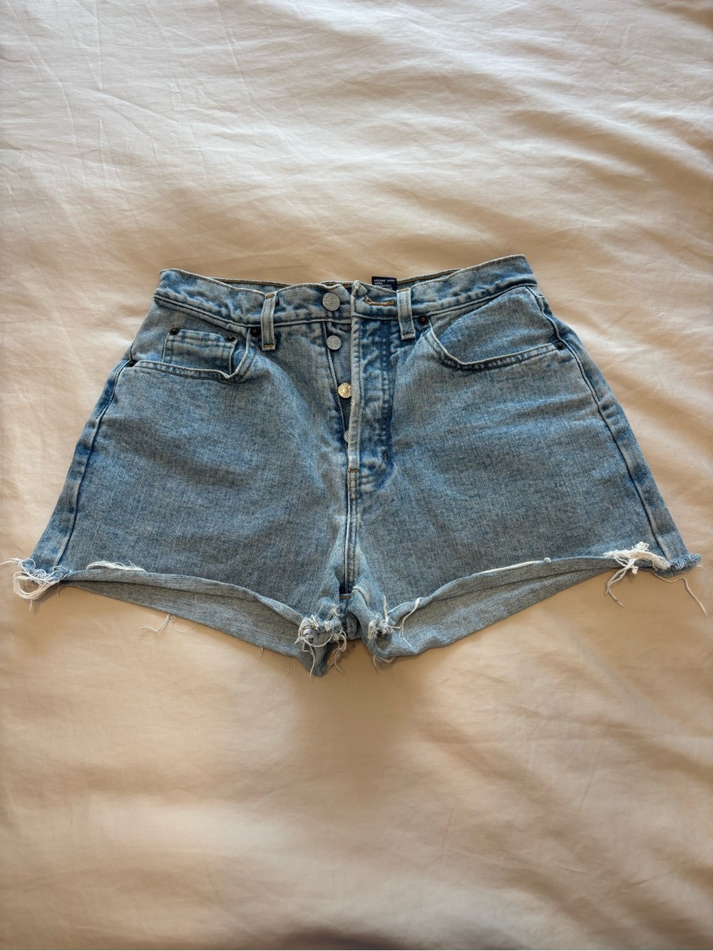 GAP Vintage Ripped High Waisted Light Blue Denim Shorts